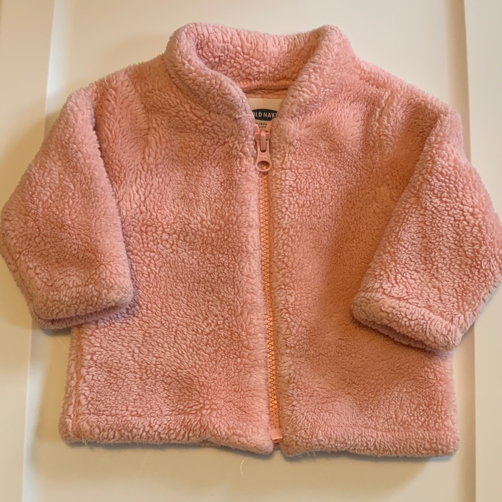 🍊5/$25 Old Navy Pink Fleece Puffer Jacket for Baby size 3-6m